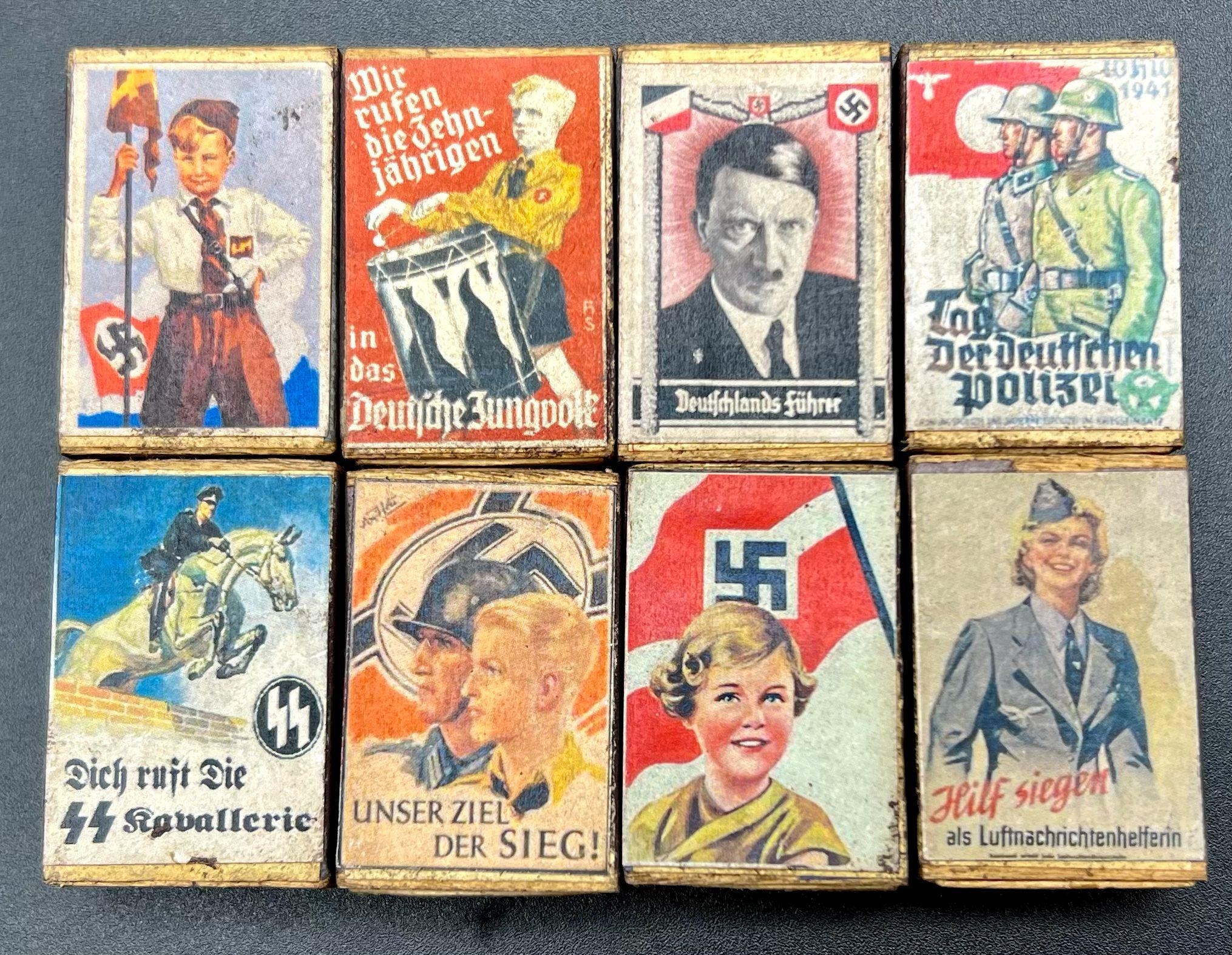 8 x Mini Boxes of Matches. As sold by blind veterans, Hitler Youth etc.