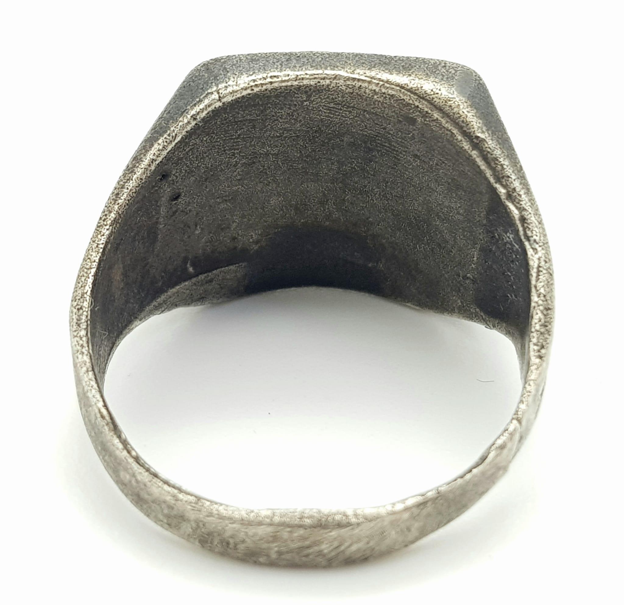 WW2 Italian Fascist “Mussolini” Silver Ring. UK Size U. US Size 10 ¼. - Image 4 of 5