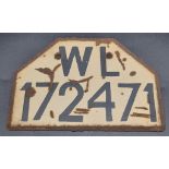 WW2 German Luftwaffe Kettenkraftrad Half Track Motor Bike Number Plate. Often used for pulling