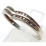 A 10K White Gold Diamond Chevron Ring. Size M 1/2. 1.7g total weight.