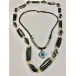 Large heavy hematite beaded necklaces With Turkish eye pendant