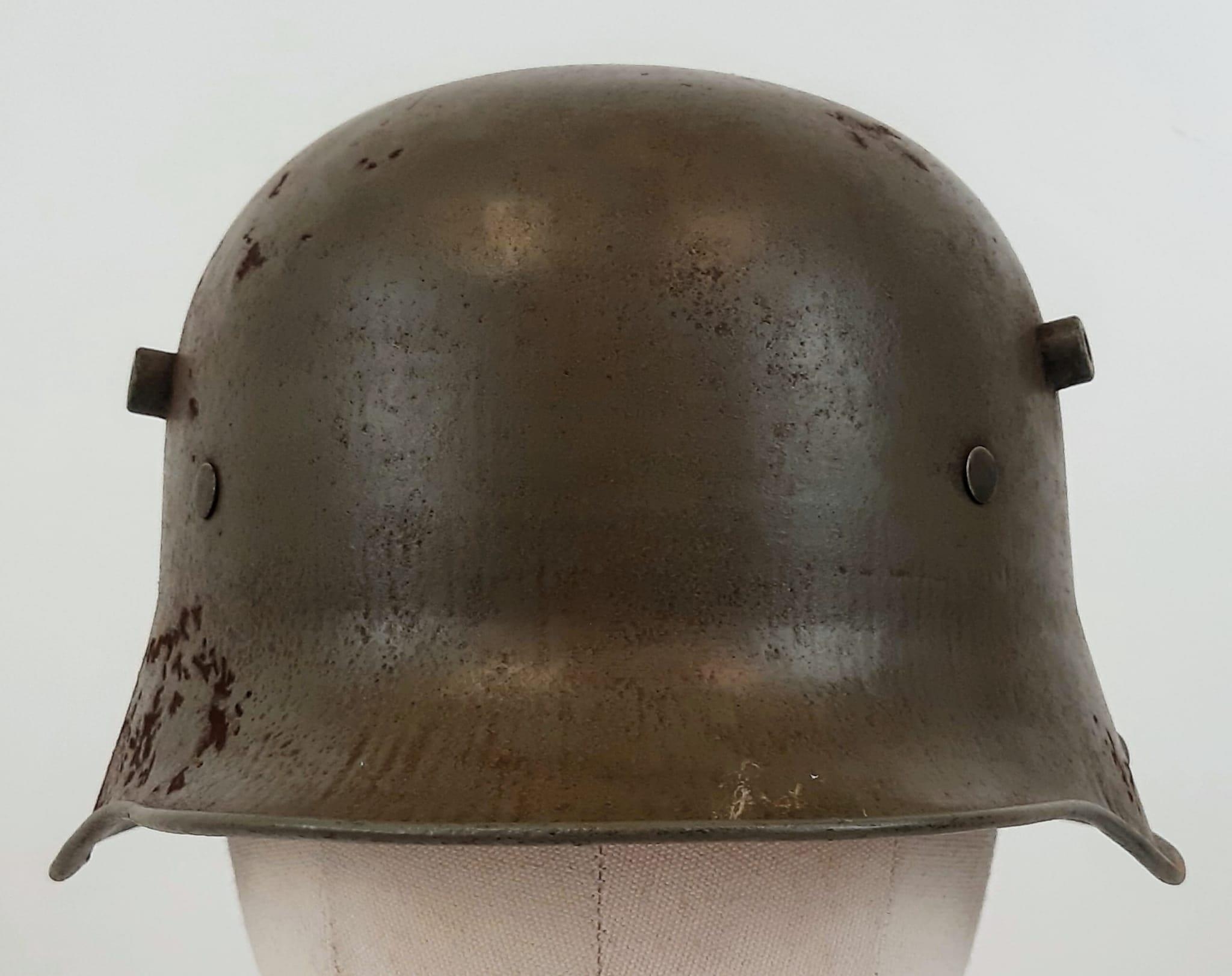 WW1 German Model 1917 Stahlhelm Helmet with Original Green Paint. - Image 2 of 5