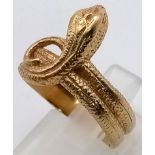 A 9 K yellow gold snake ring. Ring size: N, weight: 4.7 g.
