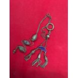 ANTIQUE 18th century Persian Islamic Ghajary ENAMEL SOLID SILVER ALBERT pocket watch CHAIN with