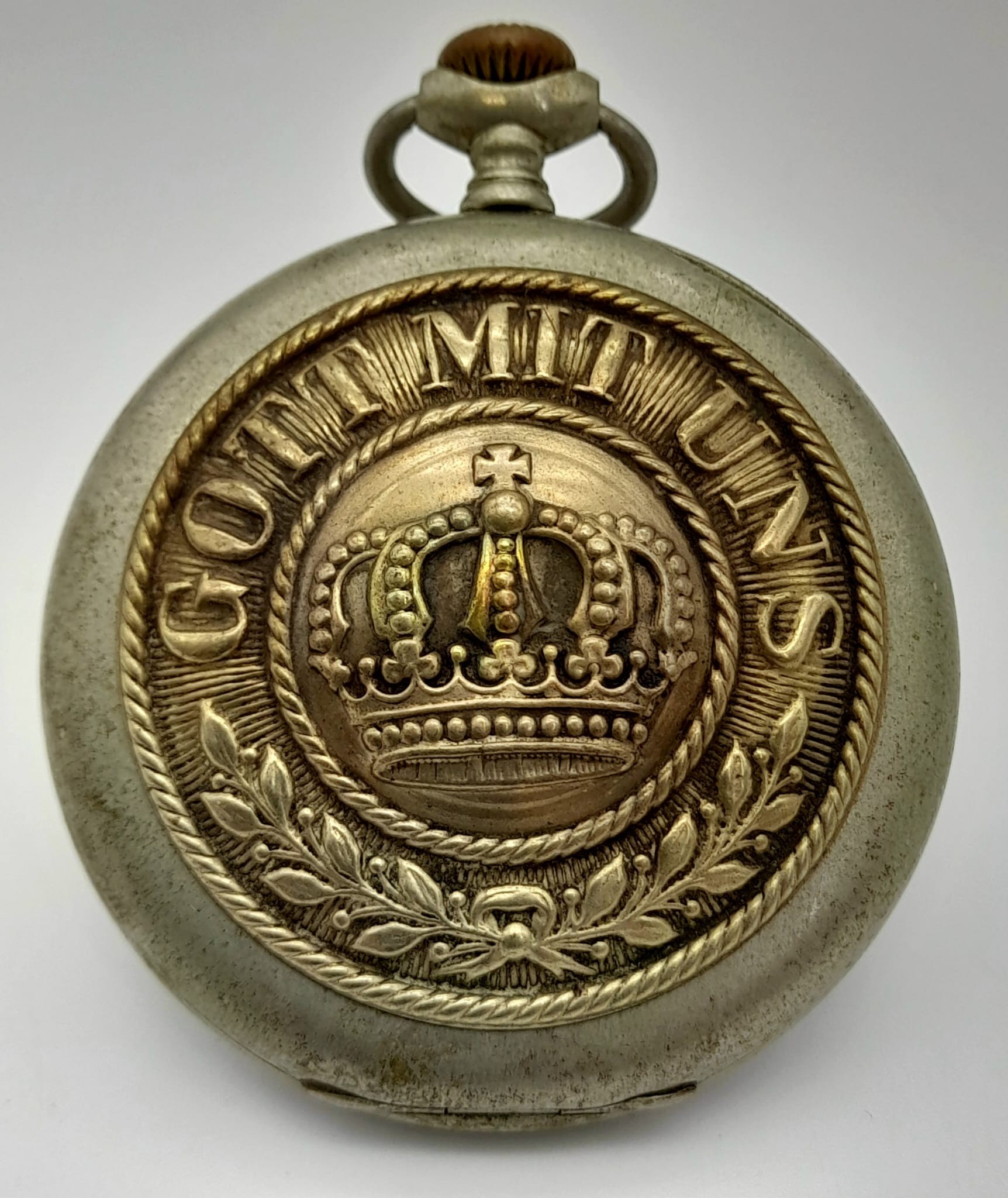 WW Imperial German Soldiers Pocket Watch. “God With Us” Buckle Centre on the back. Working. - Bild 2 aus 3