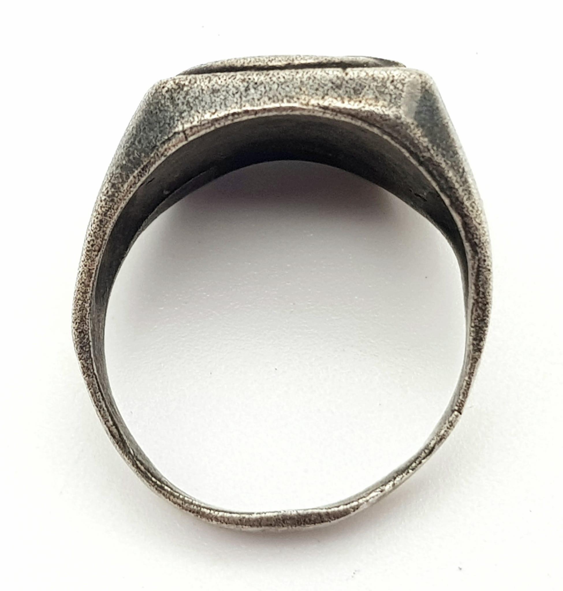 WW2 Italian Fascist “Mussolini” Silver Ring. UK Size U. US Size 10 ¼. - Image 5 of 5