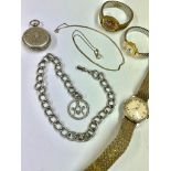 Vintage 9ct gold chain with pendant with Masonic watch chain , silver pocket watch etc