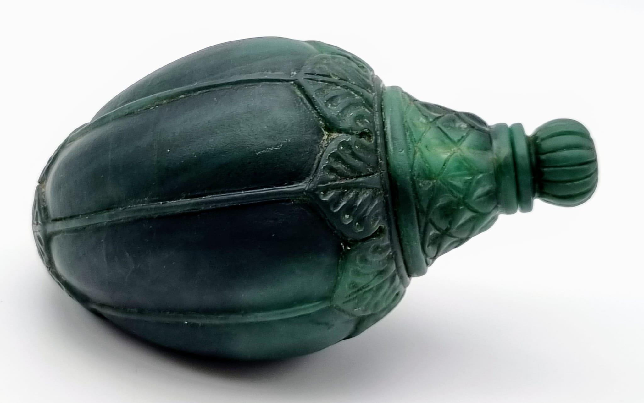 An Exquisite Antique Russian Green Jade Swan Perfume Bottle. 12 x 8cm. - Image 5 of 8