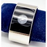 A Vintage Figaro Ladies Watch and Bracelet. Stainless steel bracelet. Black dial. Quartz movement in