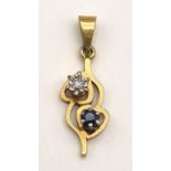 18K YELLOW GOLD DIAMOND & SAPPHIRE PENDANT 2G