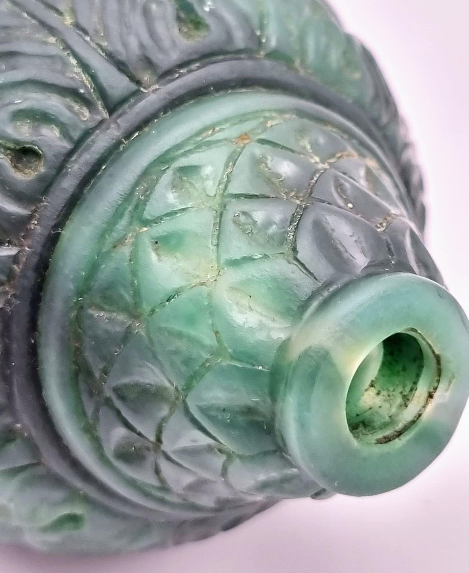 An Exquisite Antique Russian Green Jade Swan Perfume Bottle. 12 x 8cm. - Image 8 of 8