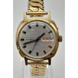 A Vintage Sekonda Mechanical Gents Watch. Expandable strap. Case - 35mm. Silver tone dial with day/