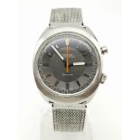 A gents OMEGA CHRONOSTOP stainless steel gents watch. Case width: 35 mm, grey face, Swiss made,