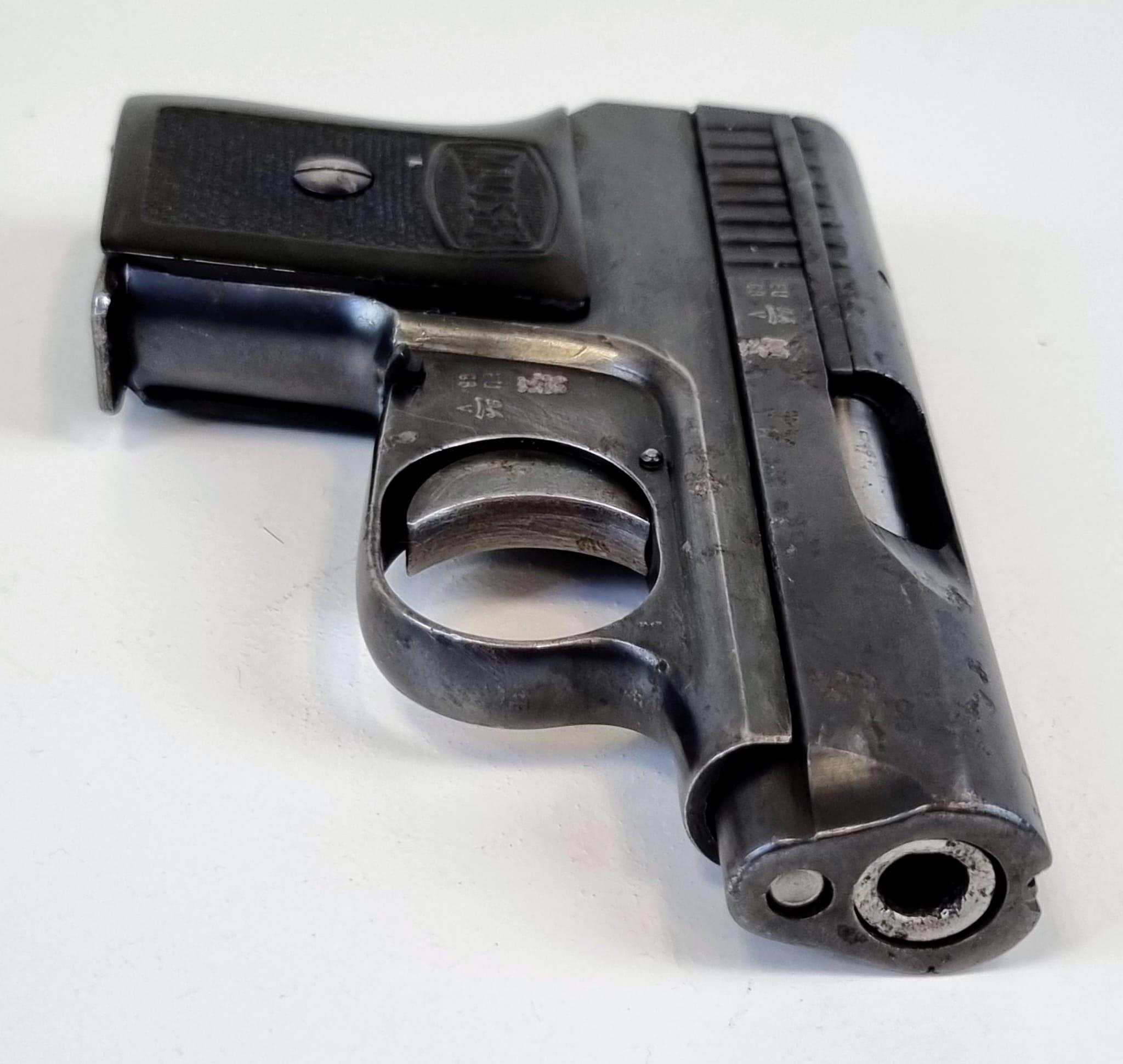 A Deactivated Mauser Oberndorf 25 ACP Pocket Pistol. 2.375 inch barrel. Vest pocket model. Metal - Image 3 of 14