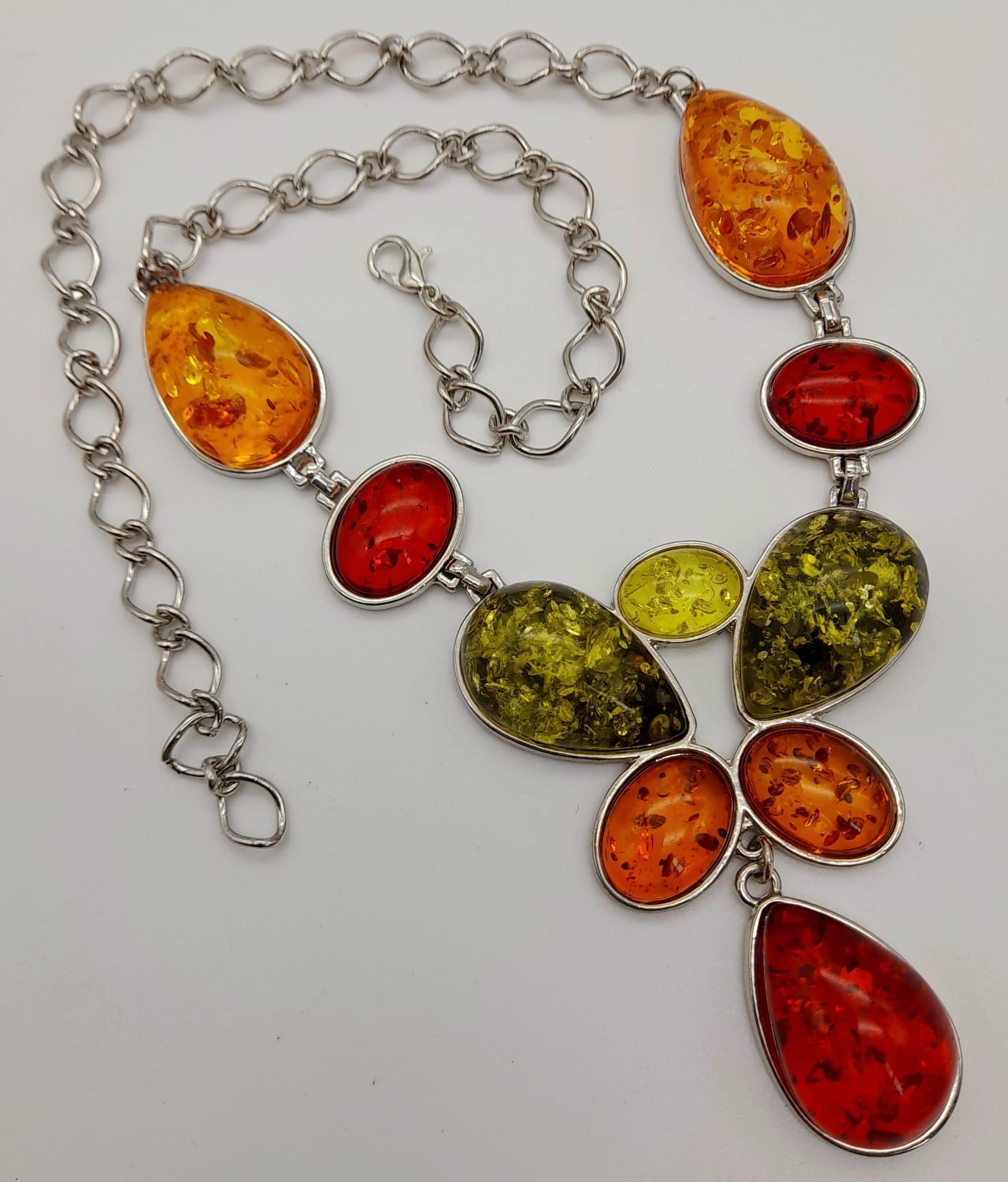 A Multi-Coloured Teardrop Resin Necklace. 42cm - Image 2 of 4