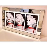 A Triple-Face Marilyn Monroe Expression Photographic Artwork. Red highlights for lipstick and