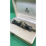 Russian silver enamel diamond nephrite jade parasol/cane monkey handle Weight 199 grams Length 16.