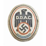 A Vintage German Car Alloy Plaque DDAC with Swastika. 7.5cm Long