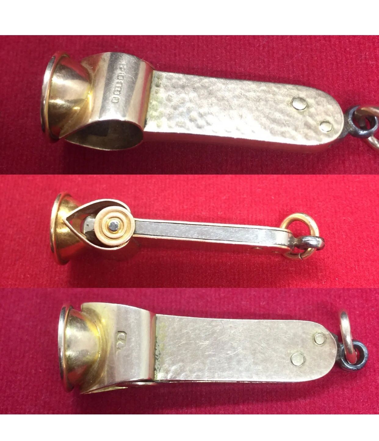 Antique Solid 15ct 15k Yellow Gold Cigar Cutter Birmingham 1941 Marked 15k 625 R and maker marks , - Image 3 of 9