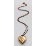 A Vintage Silver Gilt Heart Locket on a Silver Gilt Necklace.15mm and 42cm