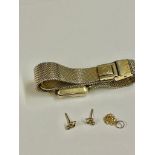 Vintage 9ct gold frog charm 9ct earrings ( no backs ) and 10k gold filled omega watch case