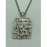 SILVER CHAI PENDANT mounted on a SILVER BOX CHAIN , having the CHAI in open work with Hebrew wording