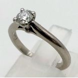 A CARTIER 950 PLATINUM DIAMOND SOLITAIRE RING WTH A FINE .33ct DIAMOND. 3.9gms size J/K