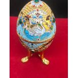 Russian silver enamel gem stone large egg Weight 140 . 8 grams 11.4cm height Diameter 5.1cm Width at