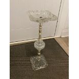 Vintage 1960’s cut glass companion ashtray on stand, having square ashtray to top,with cut glass