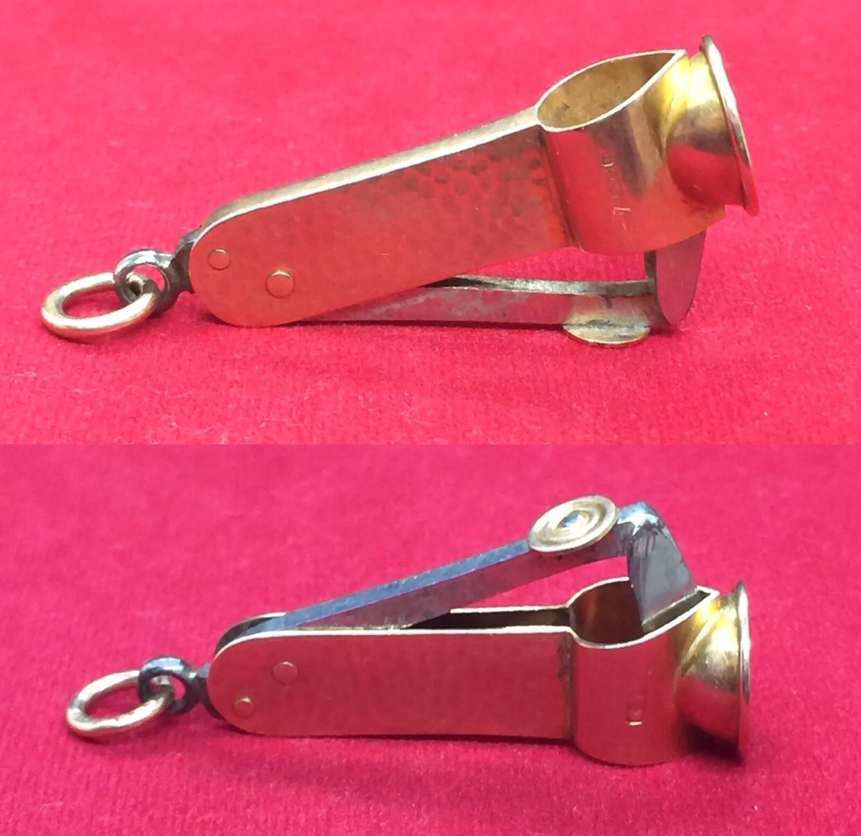 Antique Solid 15ct 15k Yellow Gold Cigar Cutter Birmingham 1941 Marked 15k 625 R and maker marks ,