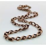 A Vintage 9K Yellow Gold Pocket Watch Chain with Safety Attachment. 44cm. 26.87g