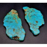 Two Natural Raw Turquoise Pieces from Arizona. 7 x 3cm.