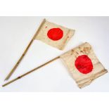 A Pair of Authentic WW2 Japanese Paper and Bamboo Patriotic Flags