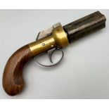 An Antique Deactivated Percussion Black Powder Pepper-Box Pistol. Muzzle loading with a .32