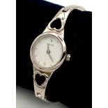 An ACCURIST stainless steel, ladies, watch. Case width: 18 mm, white dial, in full working order and