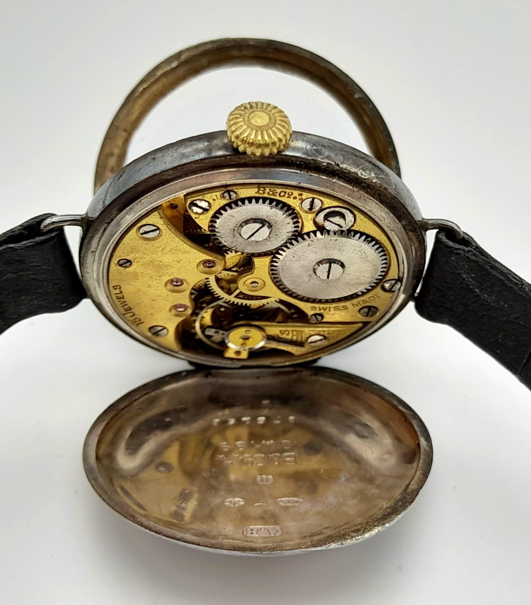 A Vintage Silver Cased B and Co Swiss Watch. Mechanical movement in working order. - Bild 3 aus 5