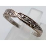 18k white gold diamond band ring, 0.12ct, size M, 2.1 grams total weight