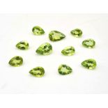 A 5.40ct Peridot Lot. Pear cut. Comes with a certificate.