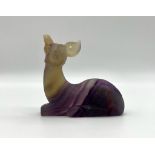 A Rainbow Flourite Crystal Deer Figure. 5 x 5.5cm.