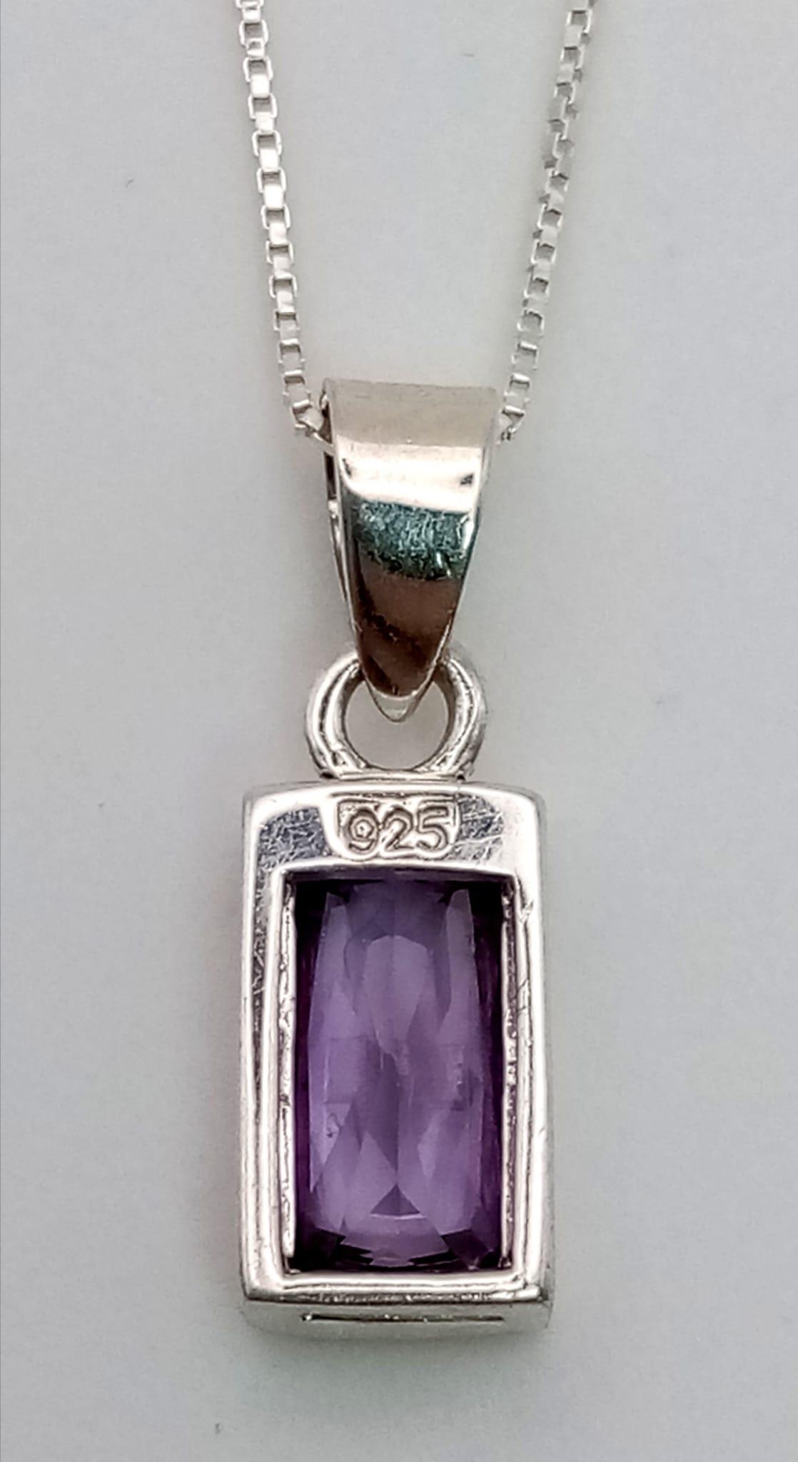 An Amethyst Pendant on a 925 Silver Necklace. 10mm and 42cm - Image 3 of 4