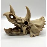 A Triceratops Dinosaur Skull Model. Perfect as an ornament or education piece. Made of white