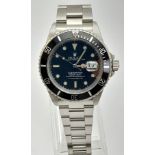 A ROLEX SUB-MARINER WITH BLACK FACE AND MATCHING BEZEL, GOOD CONDITION 40mm