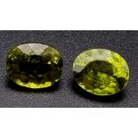 A Pair of Natural Cabochon Peridots Gemstones. 7.5ct total weight.