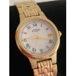 Ladies ROTARY Quartz wristwatch,gold plated white face model ,having Roman numerals,date window, and