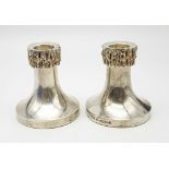 Two Antique Sterling Silver Small Candle Stick Holders. 300g total weight. Weighted at base. 8cm