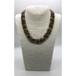 A Vintage Multicolour Agate Triangular Bead Two-Row Necklace. 40- 44cm.