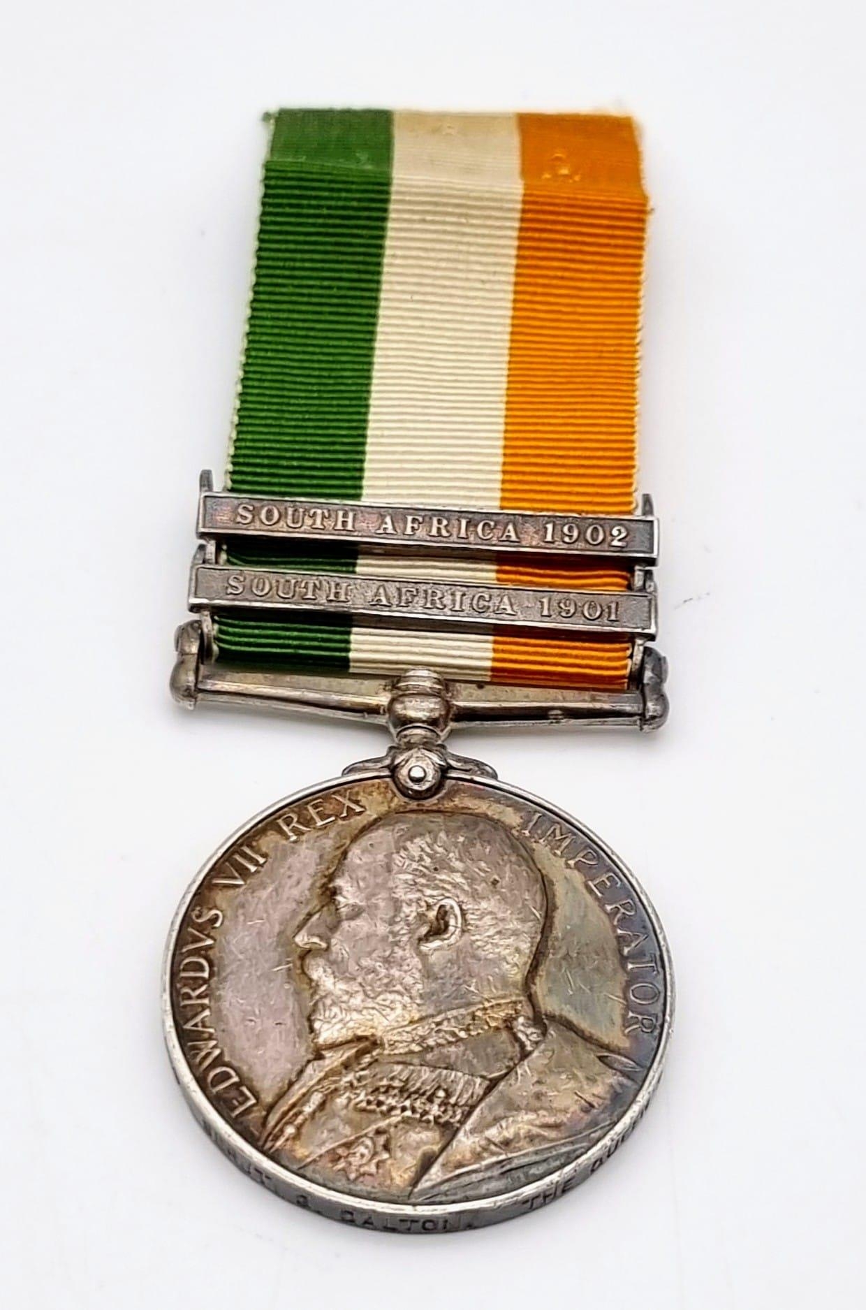 A King Edward VII Medal with Clasps South Africa1901 and South Africa 1902. Named to 5489 Sgt G. - Image 2 of 3