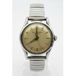 Vintage Girard-Perregaux Gyromatic Stainless Steel Manual Wind Wristwatch 35mm including crown,