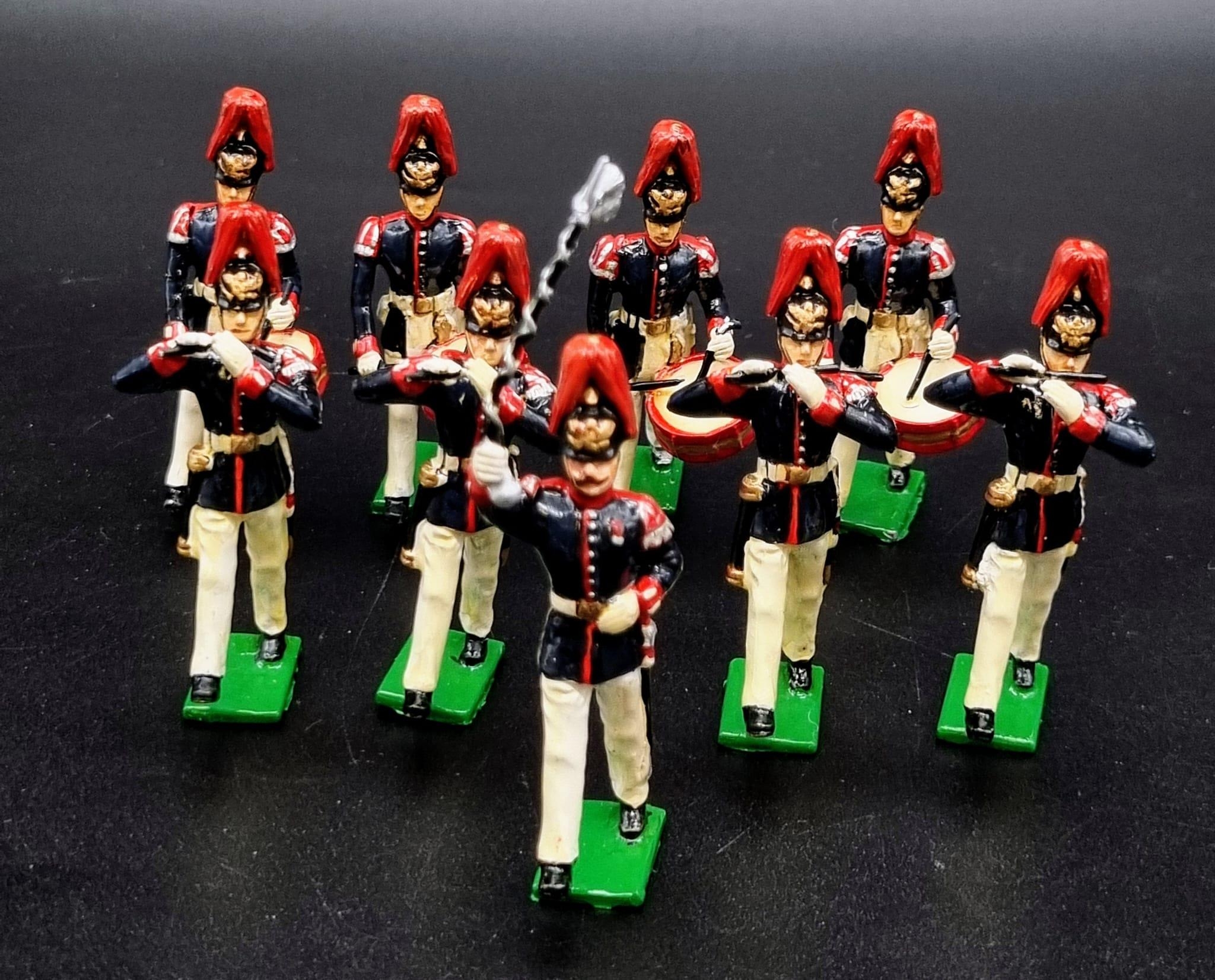 A Vintage Set of Nine Prussian Fife and Drums Lead Soldiers.