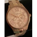 Gentlemans Quartz wristwatch in rose gold tone with face showing STHURLING ORIGINAL. Multi dial